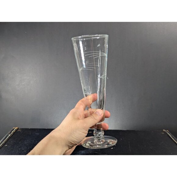 Vintage Atomic Shooting Stars Pilsner Beer Glasses Set of 4, MCM Clear stemmed - Picture 6 of 9